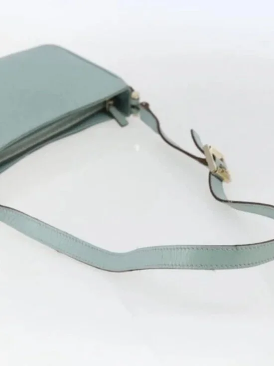 GUCCI Micro GG Canvas Shoulder Bag Leather Light Blue Gold 001 5155 Auth 173651 - Picture 7 of 16